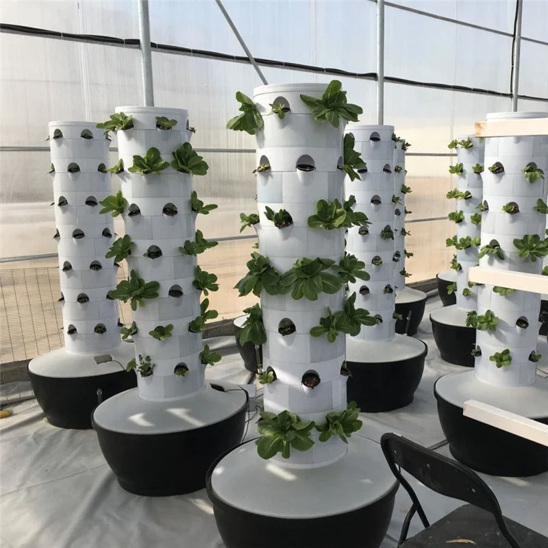 Vertical column hydroponic aeroponic planting system aeroponic tower