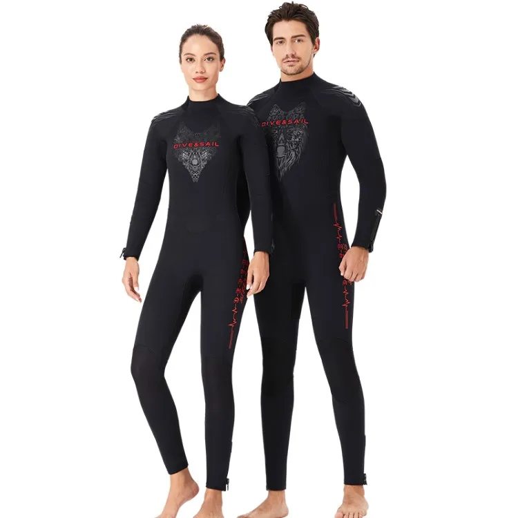 
5 MM New Design High Quality Double Lining Plush Keep Warm Wrist and Ankle Zippers Neoprene Full Bodys Surf Wetsuit Diving Suit 