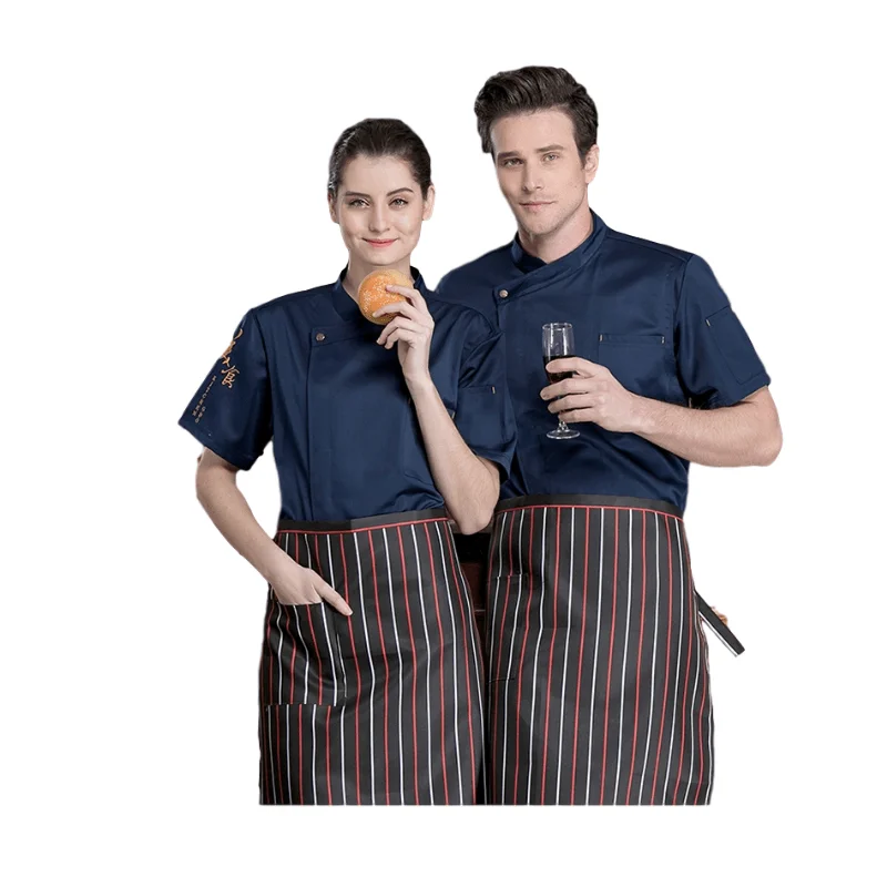 
Chef Clothes Short Sleeve Chinese Gourmet Hotel Restaurant Baking Cake Shop Kitchen Work Clothes Summer Chef Uniform custom 