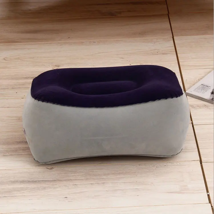 Grey and Blue color inflatable Travel Foot Rest Pillow Footrest Cushion for Travel home and office leg rest