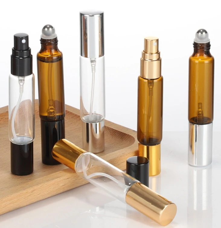 Double Head Packaging Bottle Perfume Spray and Roll on 2 in 1 Sub Package Double Ended Roller Ball Bottle Glass Free Sample