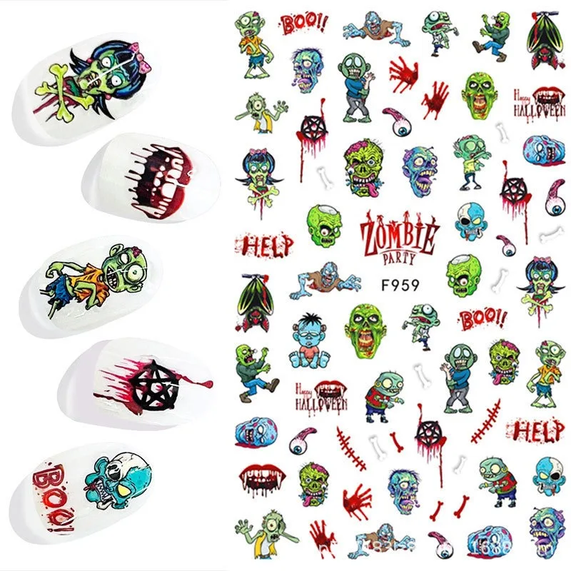 Wholesale Black Snake Nail Stickers Decal Halloween design adhesive Sliders Nail art Deco tattoo nail art