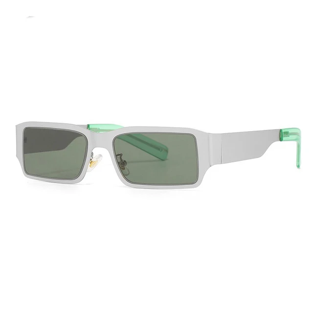 
Small Square Sungla Luxury Brand Stainless Steel Small Square Sunglasses Women Vintage Silver Sun Glasses Men Cool Hip Hop Shdes 