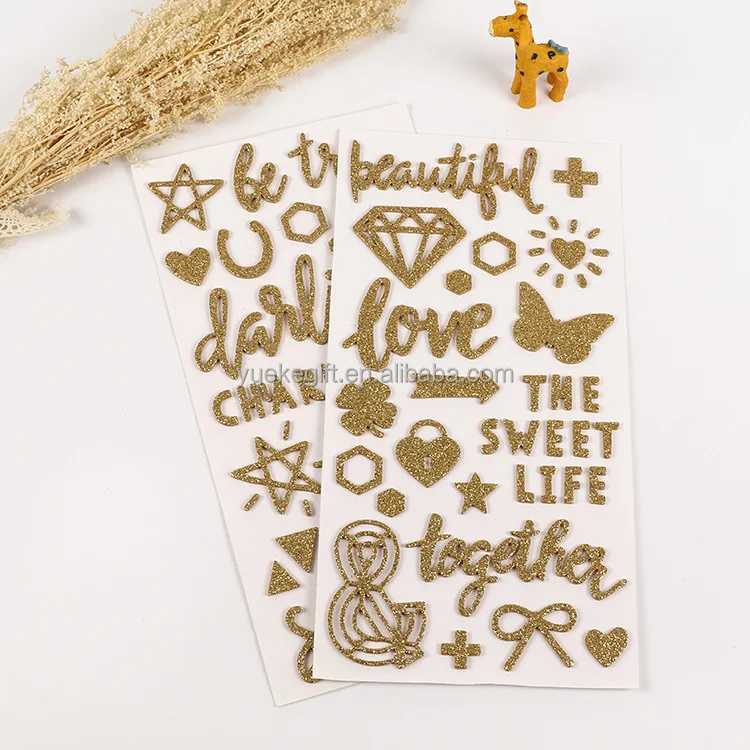 Factory Supply Adhesive Glitter EVA Alphabet Stickers for Scrapbooking Cartoon Stickers Die Cut Stickers for Kids