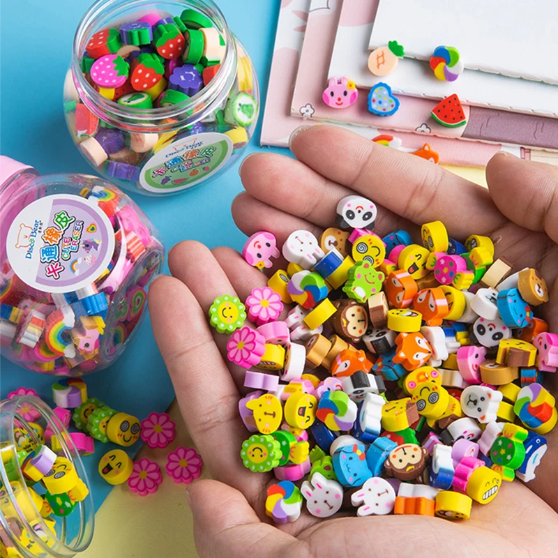 Bulk Mini Cartoon Mini Fruit Student Pet Animal Christmas Kids Cute Pencils Erasers Set