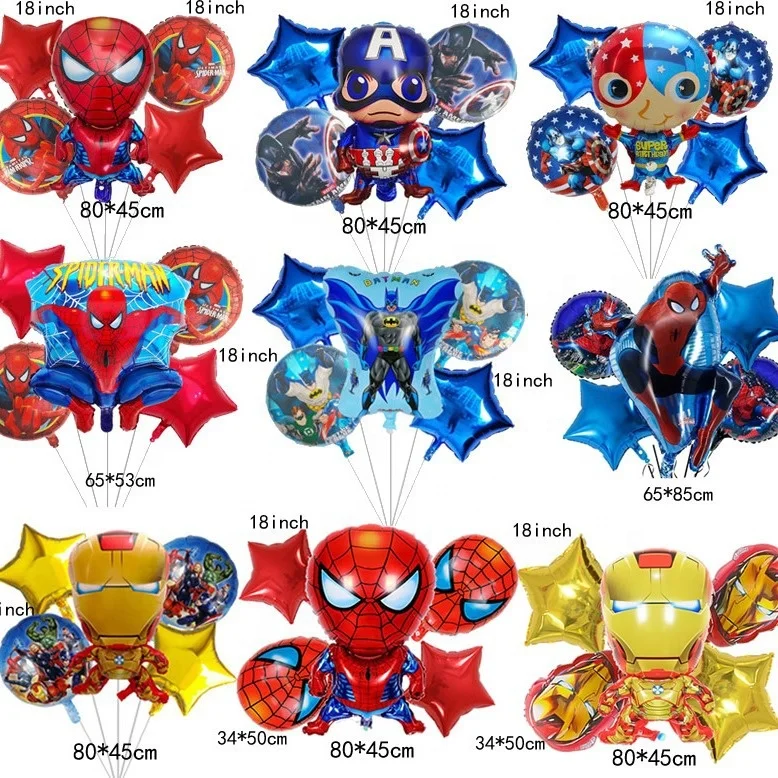 yuyang Cartoon Marvel Spiderman Hulk Hero Balloon Boy Birthday Party Decors Avenger Kids Toys Air Globo Baby Shower Decor