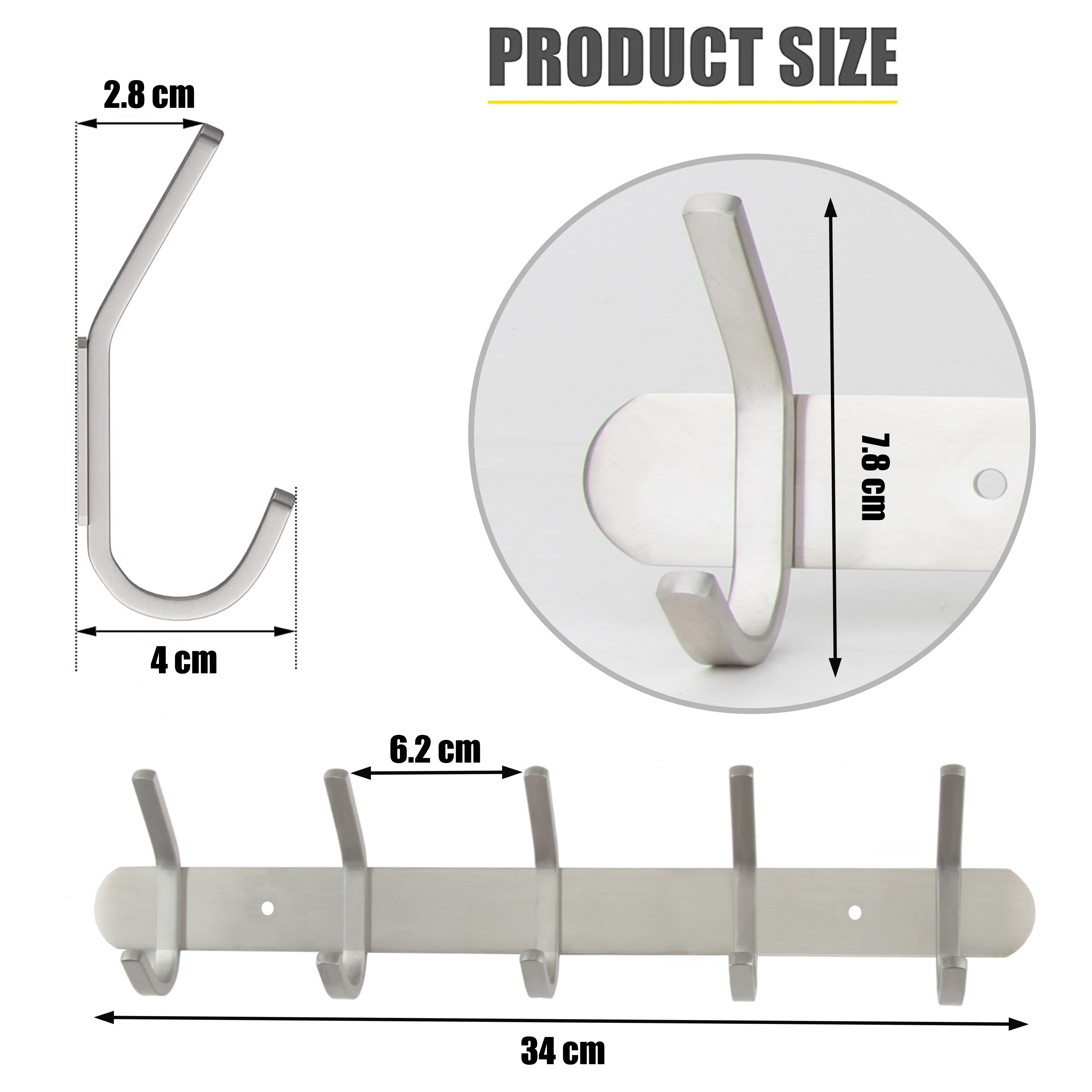 Heavy- duty Stainless steel 12 Hooks Cloth Hanging Towel Robe Hooks Over the Door Hooks Hanger