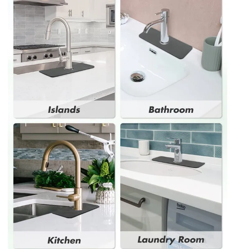 2023 coming new trending product China Wholesale Kitchen Silicone Faucet Absorbent Mat Sink Splash Guard