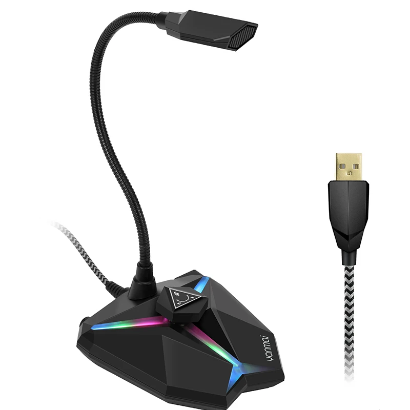 Hot Sale Professional Wired Gamer Microfono Usb Consdenser Desktop Rgb Gooseneck Mic Game Microphone