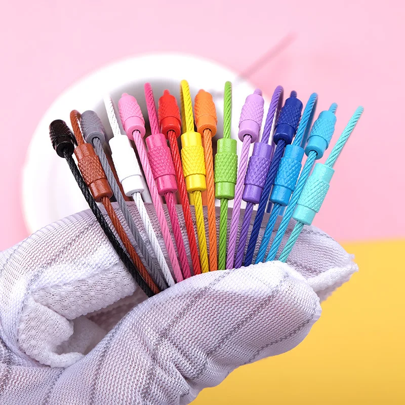 Multifunctional Amazon Hot Sale Car Colored Metal Key Chain Stainless Steel Wire Keychains for DIY Making