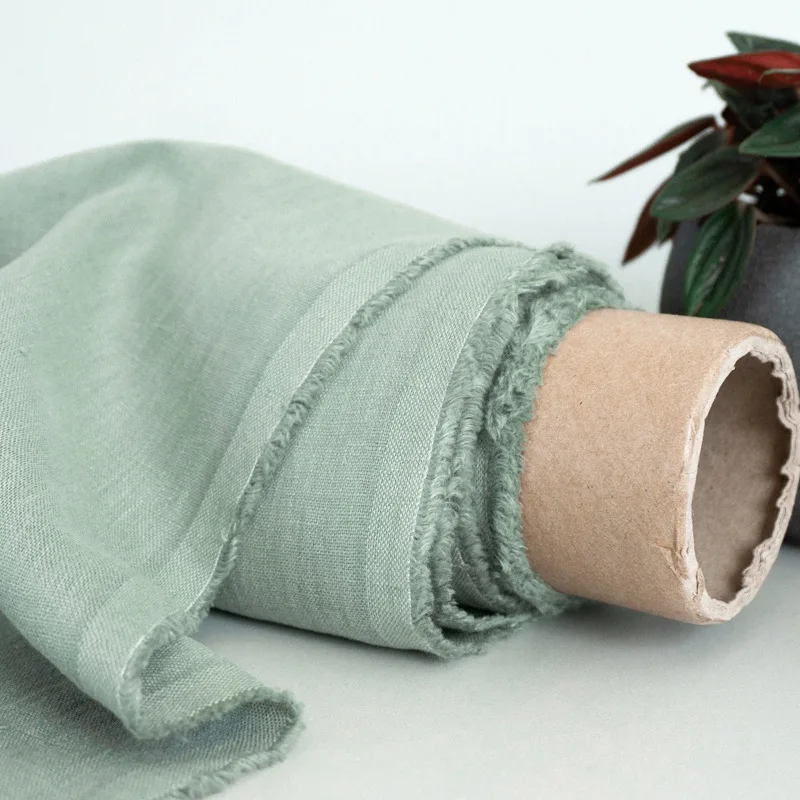 Solid Color Yarns Dyed 160gsm 100% Real Linen Bedding Fabric for Pillowcase and Bed Sheets