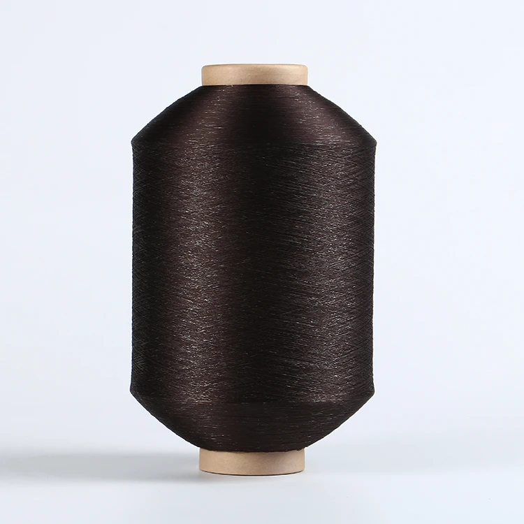 Direct factory dope dyed black FDY DTY polyester Texturized twist yarn for woven label fdy polyester yarn bright