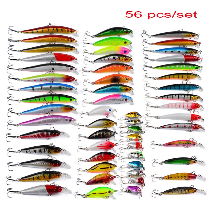Horizon 56pcs Bass Fishing Lures Minnow Hard Pencil Lure Floating Carp Fishing Peche Leurre Fish Bait Set
