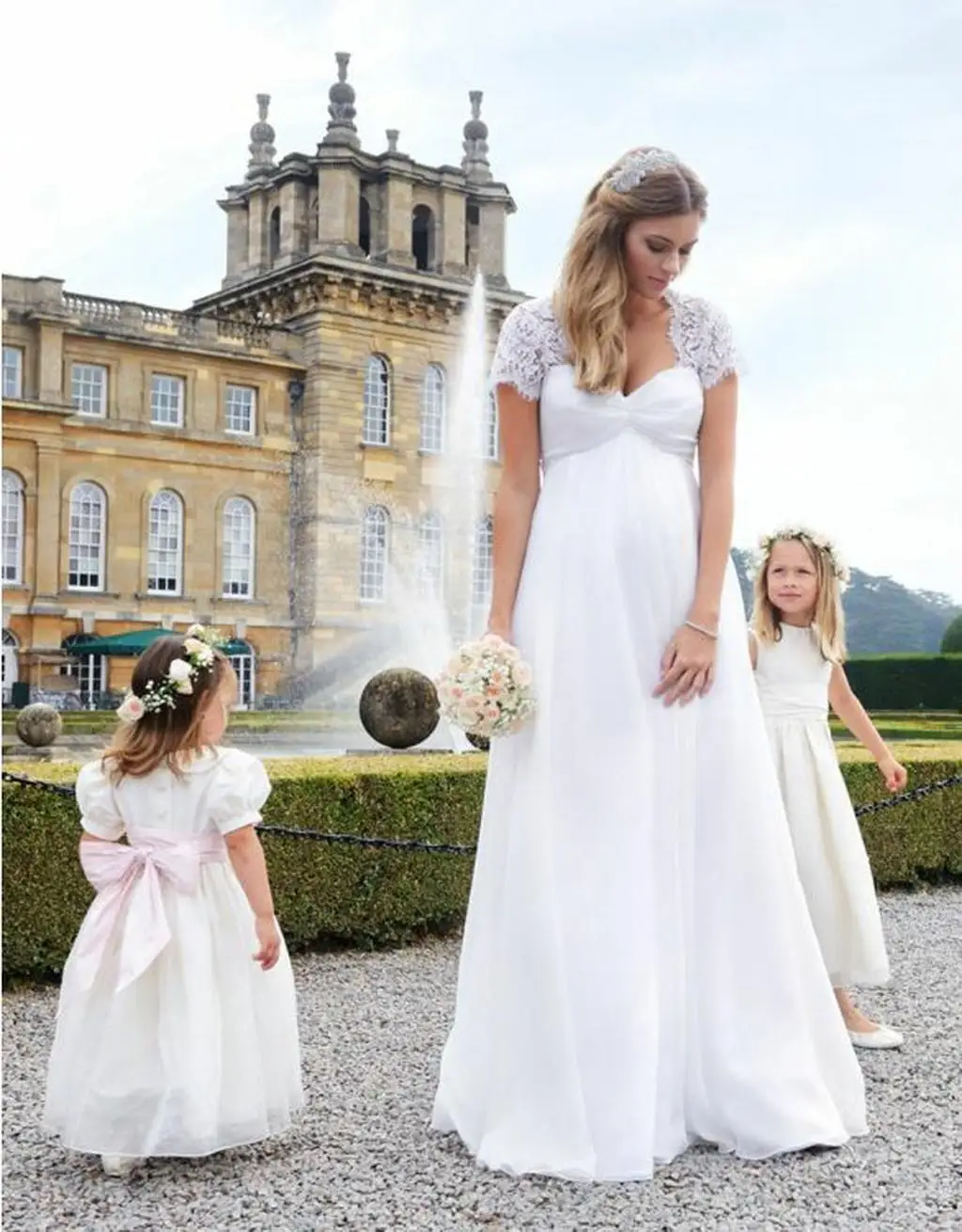 New maternity mommy  lady style lace short sleeve long dress