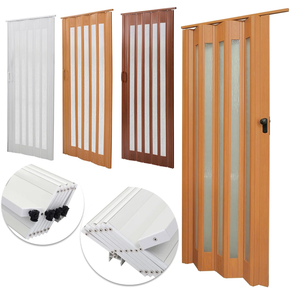 China Manufacturer Bi-folding Pvc Sliding Doors For Houses Interior Bathrooms Folding Door Plastic Insulation Waterproof