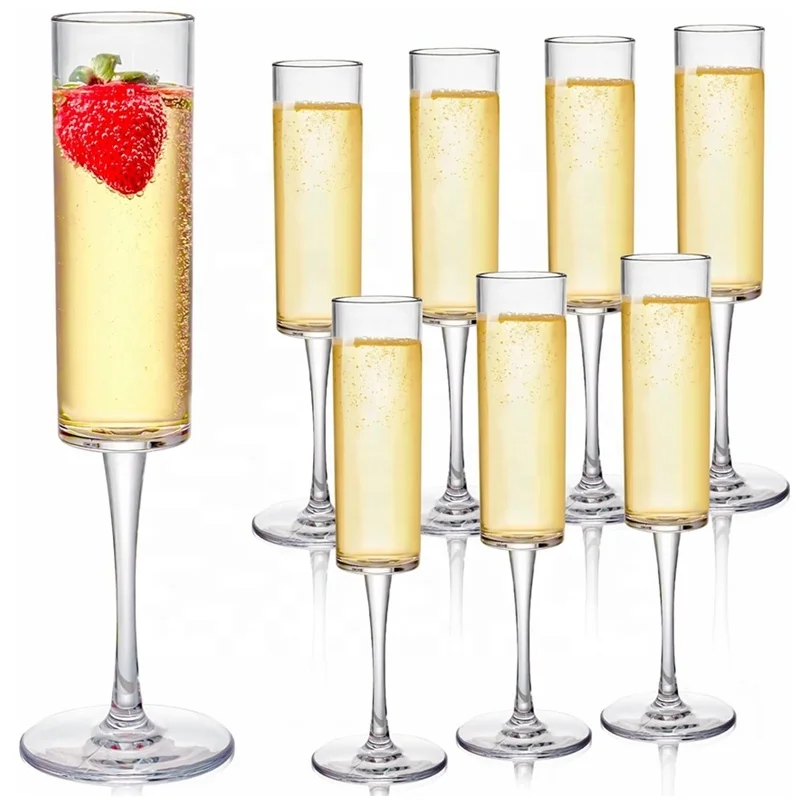 Wholesale Unbreakable Clear Acrylic Stemmed Champagne Cocktail Goblets Cups Flutes Glasses for Party Wedding Anniversary