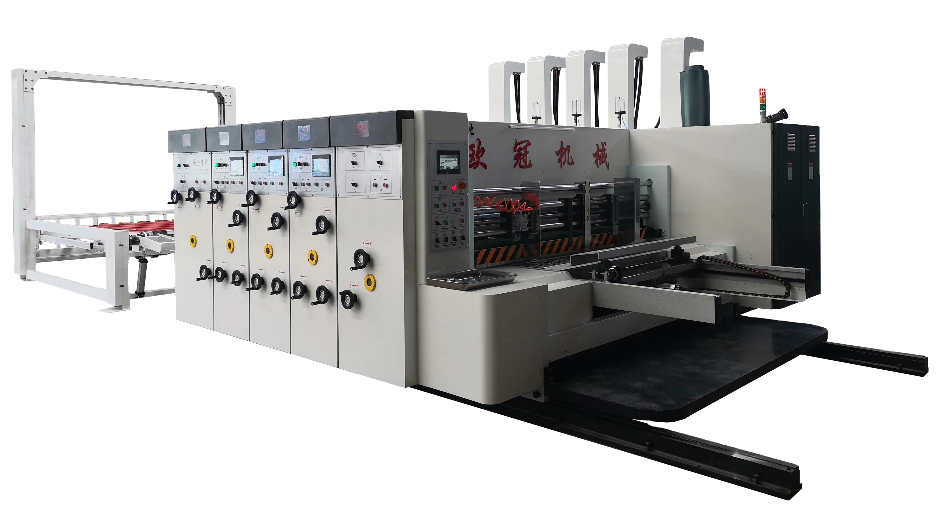 Automatic printer coated dryer slotter 2 color flexo high definition printing machine with vibration stacker for carton