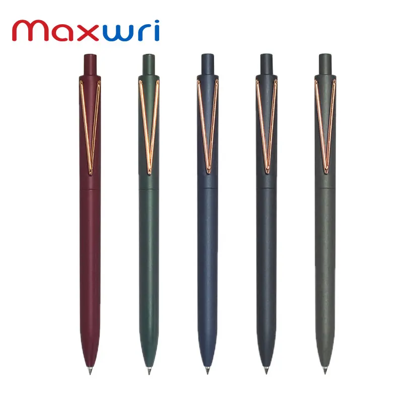 Maxwri High Quality Plastic Gel Ink Pen 0.5 Unique Metal Clip Luxury Paint Barrel Retractable Gel Pens for Promotion Office