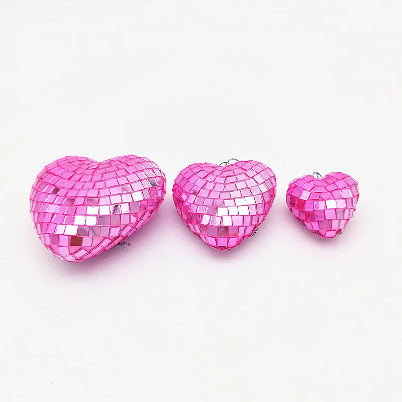 Different sizes customized colors heart shape disco ball for Christmas tree ornaments