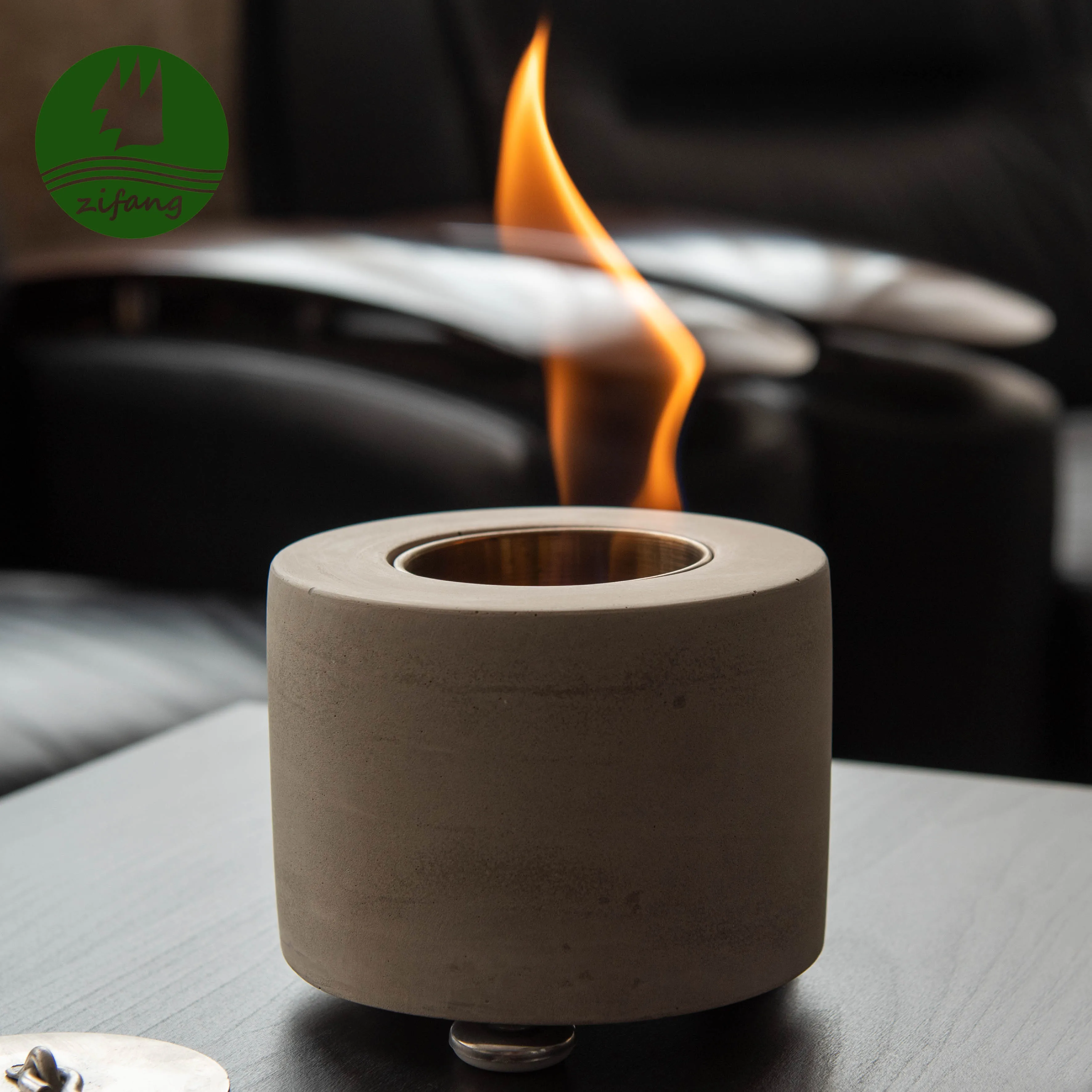 Alcohol Fireplace Wholesale Round Cement Decorative Table Decoration Indoor Outdoor Bio Ethanol Fire Pit