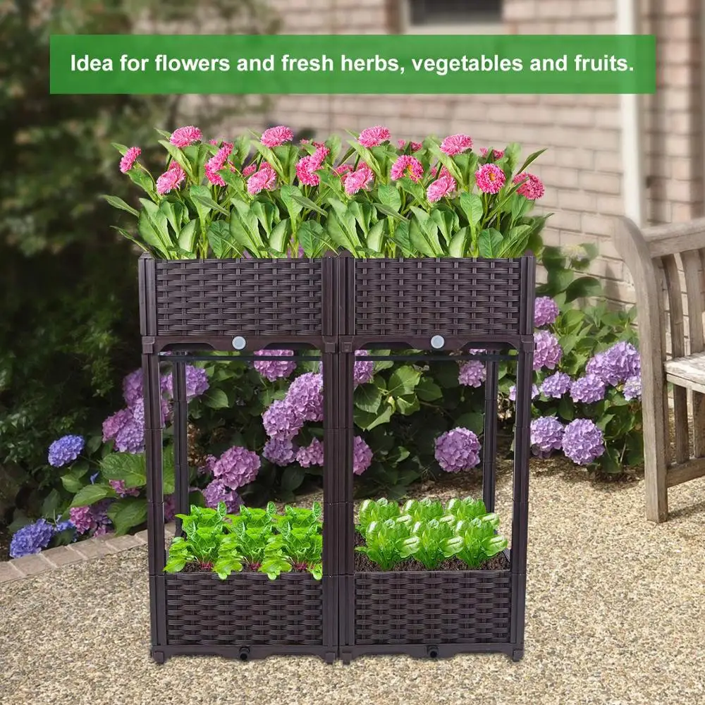 Raised Planter on Wheels Landscaping Flower Beds Above Ground Vegetable Planters