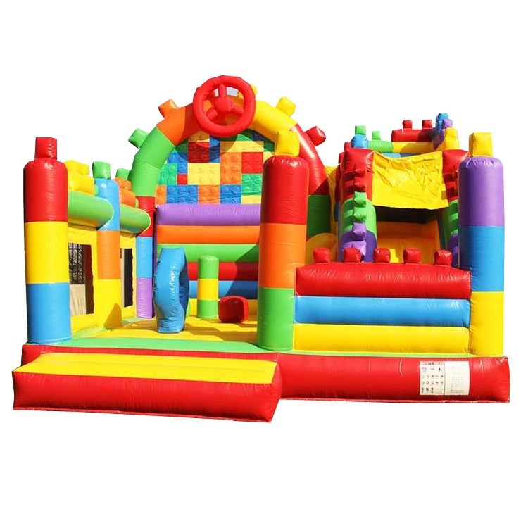 
Hot sale inflatable LEG-O block jump bouncer with slide combo game for kids 