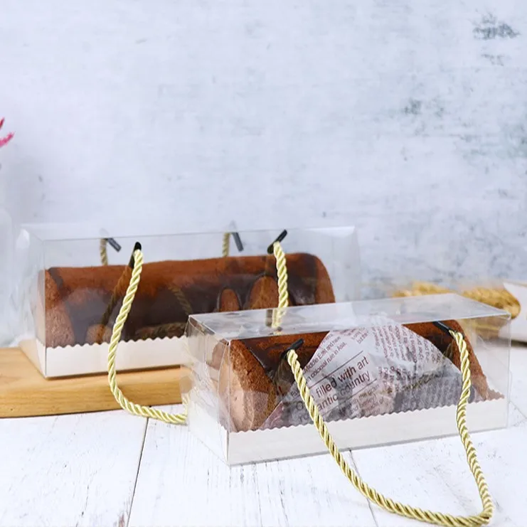 11.6X3X3CM Bakery Slicing Bread Rack With Handle And Cardboard Plastic Transparent Roll Cake Box