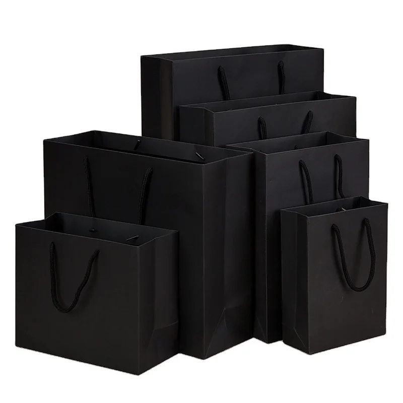 factory custom high quality black kraft paper bag