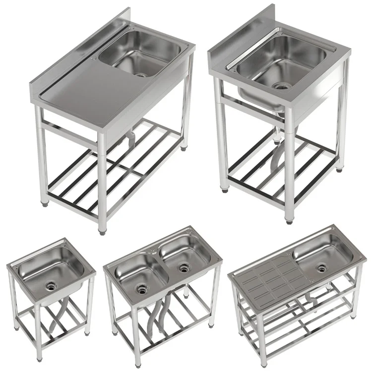 Professional Durable commercial portable stainless steel double bowl kitchen sink
