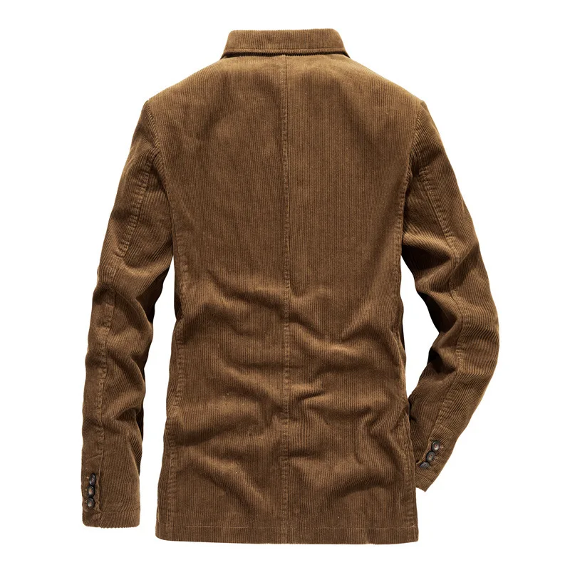 2021 Fashion Autumn Winter Blazer Men Cotton Corduroy Suit Jacket High Quality Stylish V-Neck Full Sleeve Casual Suit Jacket Men