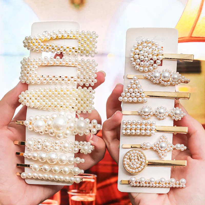 Pafu 6pcs Pearls Hair Clips for Women Girls Gift Fashion Artificial Pearl Barrettes Hairpins Snap Clips Hair Accessories