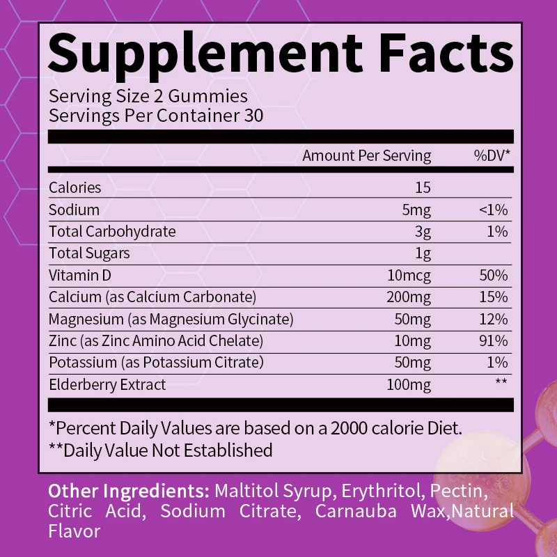 GreenPeople Private Label OEM Bone and Muscle Dietary Supplement 60pcs Calcium Magnesium Zinc with Vitamin D3 Gummies