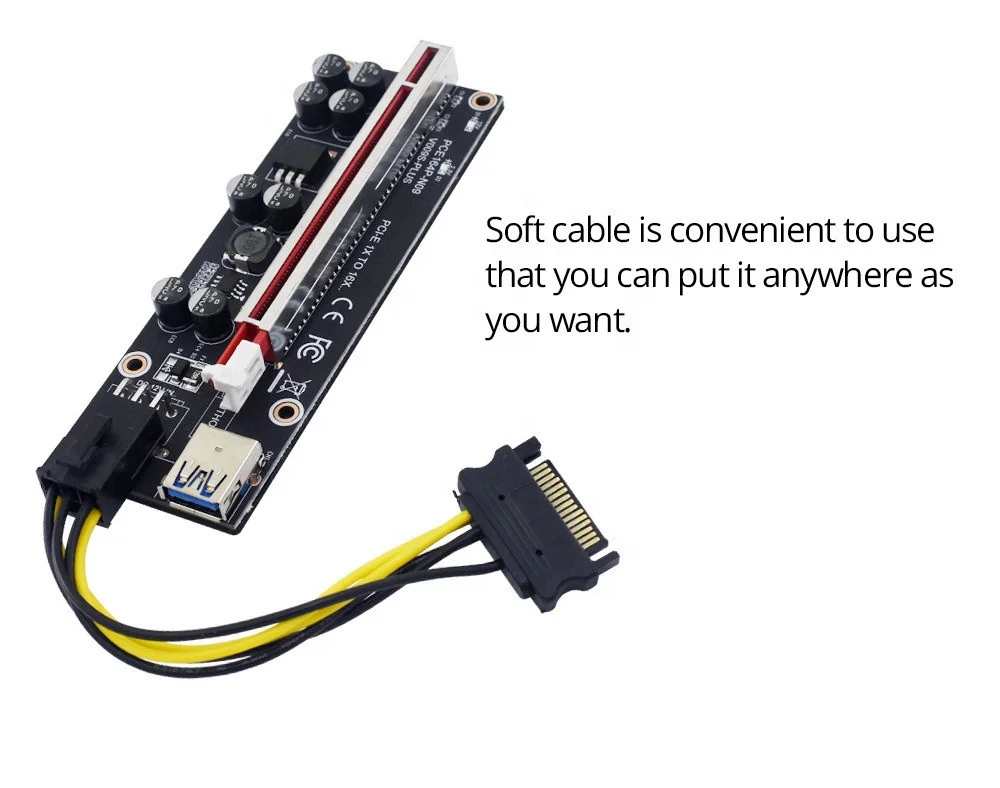  2021 VER009S Plus PCI-E PCIE 6Pin Райзер-карта 009s PCI Express адаптер SATA USB 3 0 кабель 1X 16X