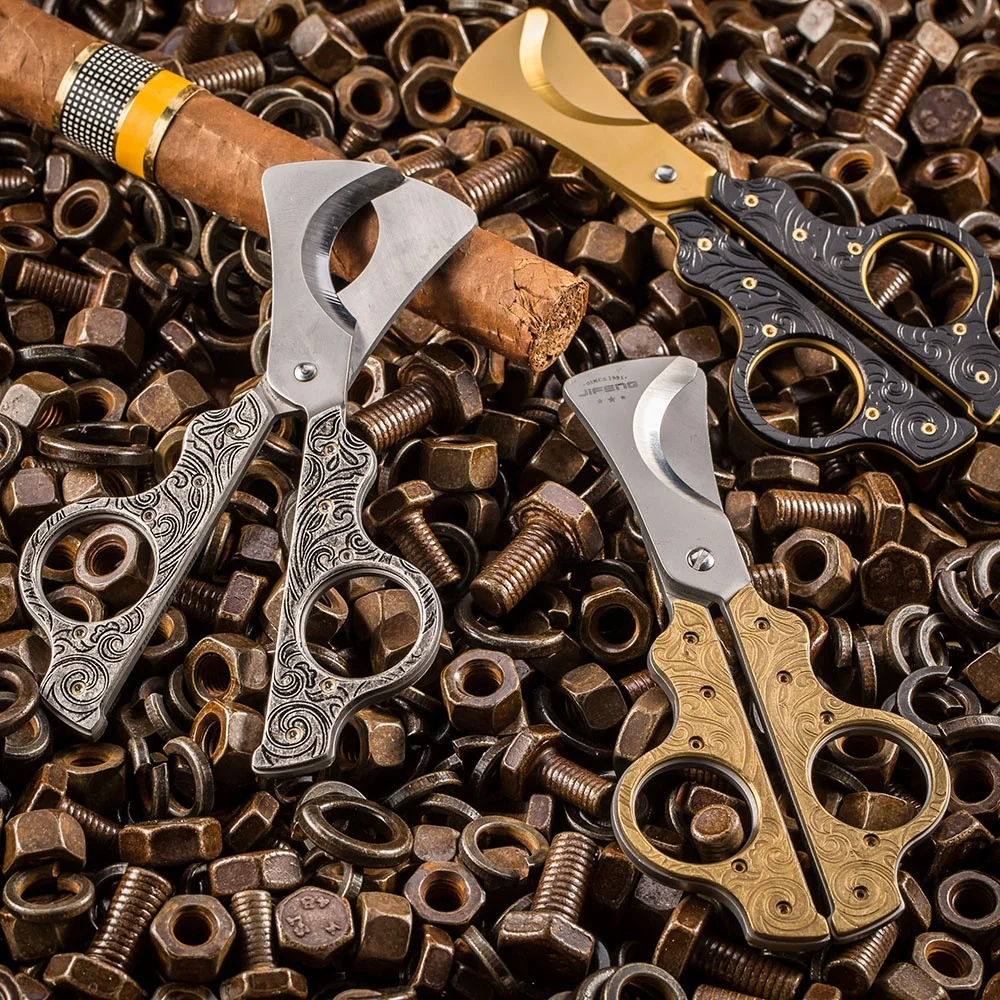 J101 12.9*6.4*0.5cm 107g JIFENG metal vintage silver sharp blades cigar scissors for most of ring gauge cigars