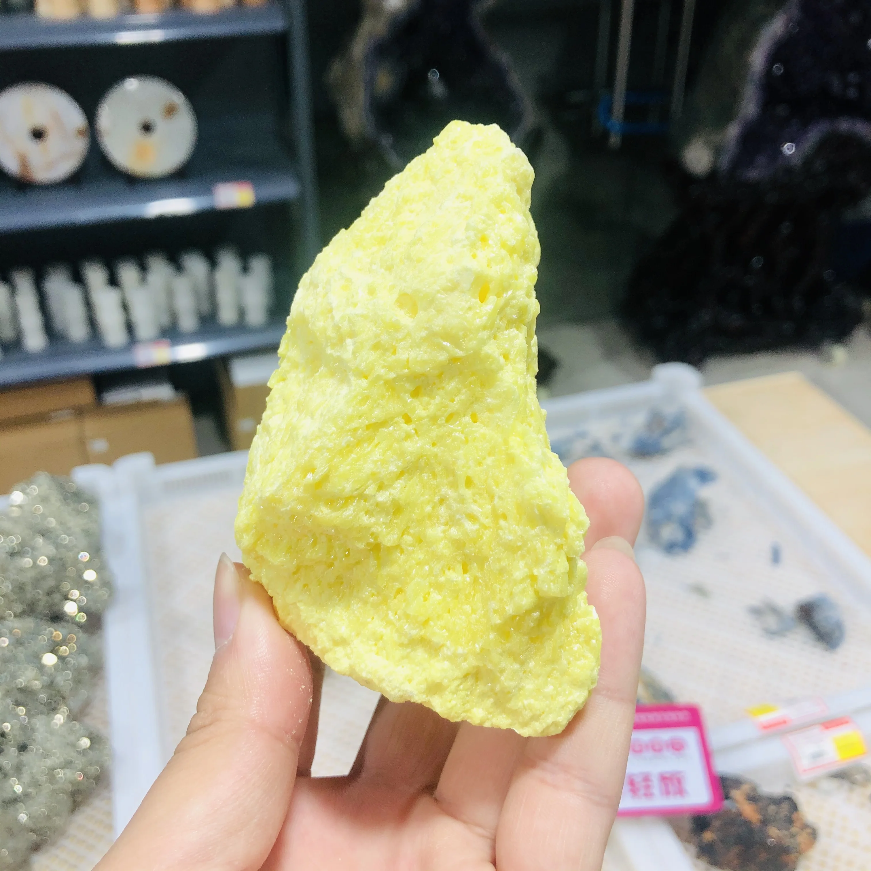 Natural High Quality Native Sulfur Rough Stone Crystal Sulfur Specimen Price  for sale