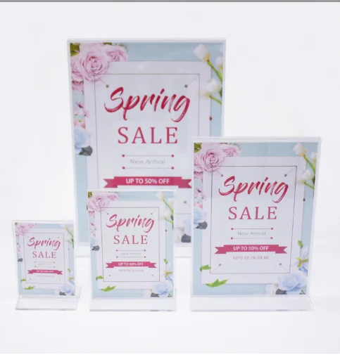 Acrylic Sign Holder 8.5 x 11 Acrylic T Shape Table Top Display Stand, Double Sided, Bottom Load For Menu, Photo,Ad