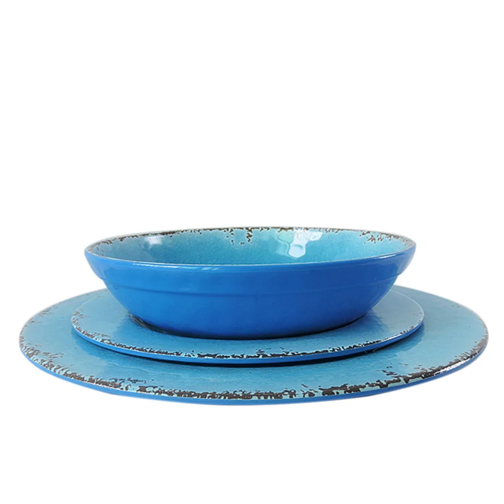 dishwasher safe reusable grade rustic design ice crackle melamine tableware dinner plates dinnerware sets