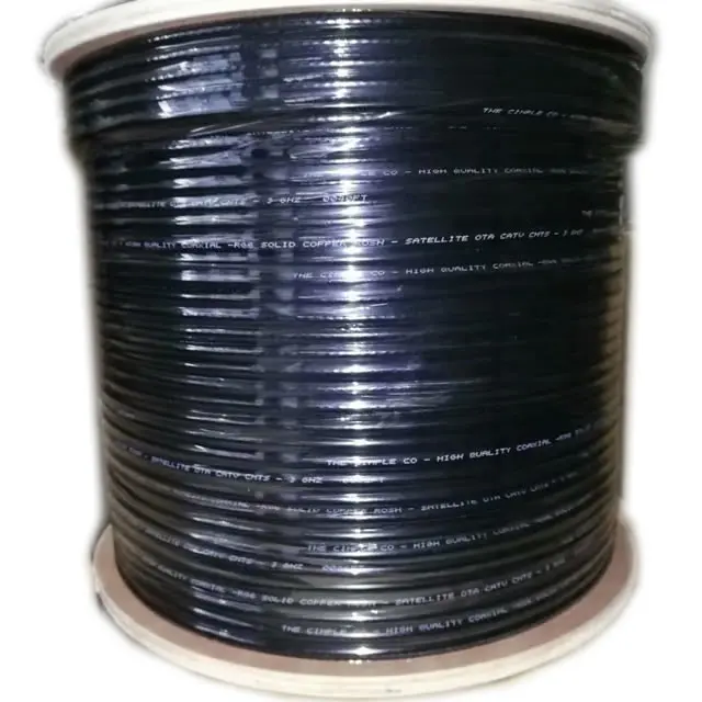 Коаксиальный кабель RG6 оптом, оплетка 60%, двойное экранирование, катушка 1000 футов, белый/черный