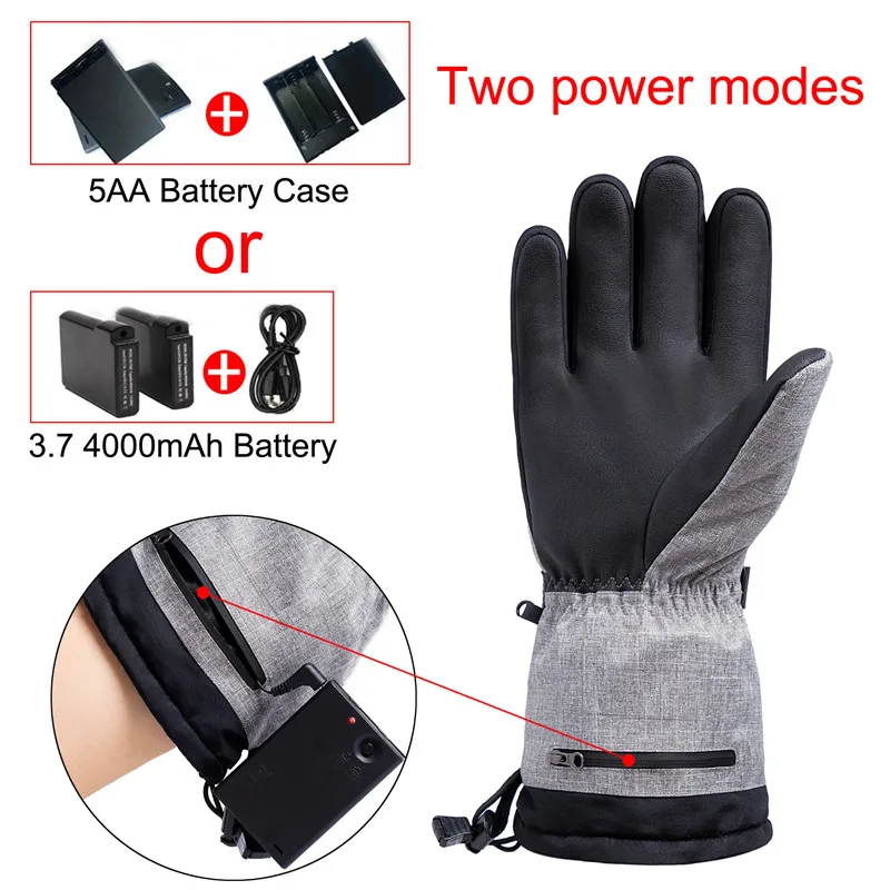 Waterproof Rechargeable Electric Heating mittens Touch Screen Warm Hand Winter Outdoor Sports Gloves for Ski