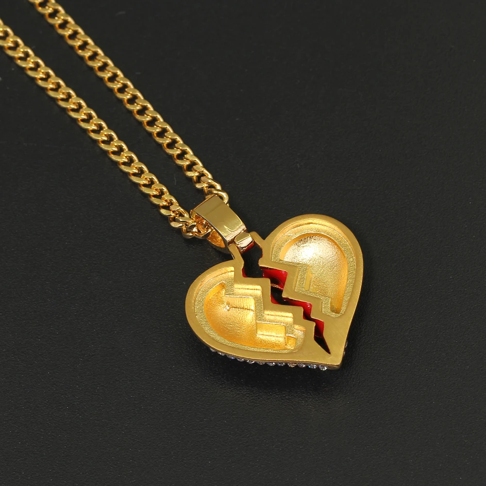 SN208 Stainless Steel Jewelry Hip Hop Heart Pendant Necklace Jewelry