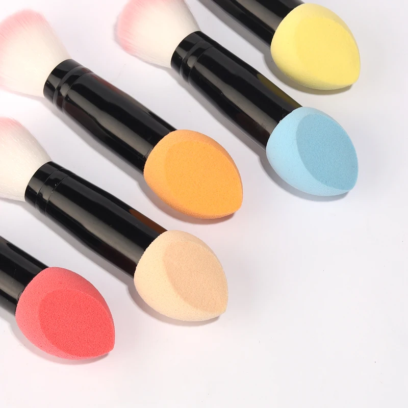 Low Moq Customize 2 In 1 Single Powder And Liquid Makeup Brush And Sponge