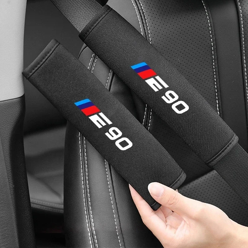 Customized Logo Car Seat Belts Strap Cushions Carbon Fiber Pattern Shoulder Guard Universal Car Seatbelt Pads Cover