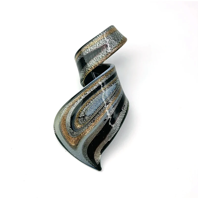 Murano Glass Lampwork Art Twisted Curl Artisan Handmade Necklace Pendant Aqua Blue Gift for Women