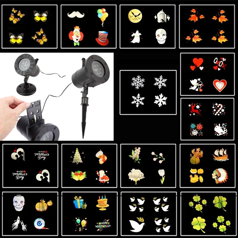 Christmas Lights Projector, 15 Patterns Outdoor LED Rotating Snowflake Projection Light Show Spotlight