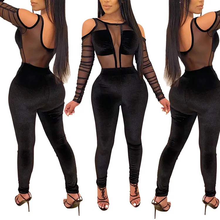 
Casual clothes suit mesh bodysuit pant women two piece set 