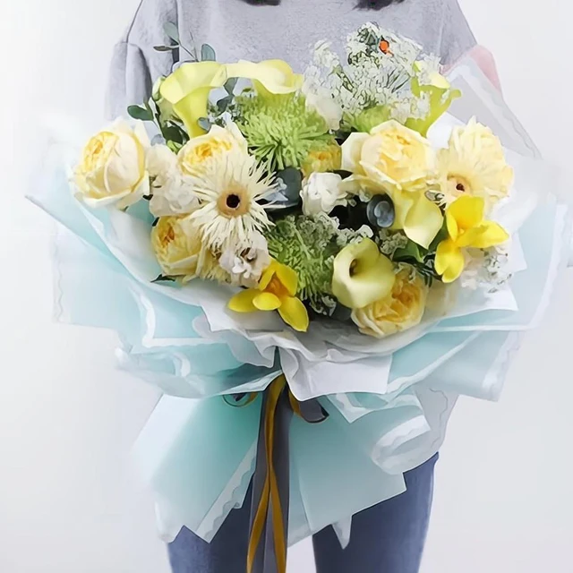 gift floral roll tissue paper sheets wrap packing custom waterproof luxury korean style flowers wrapping paper packaging