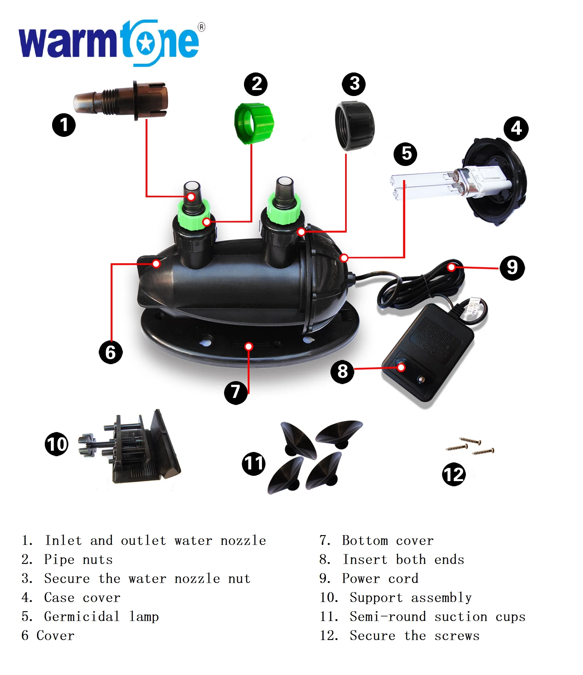 WARMTONE WT-386 UV-C стерильзер свет для аквариума аквариум рыбный пруд Китай Гуандун