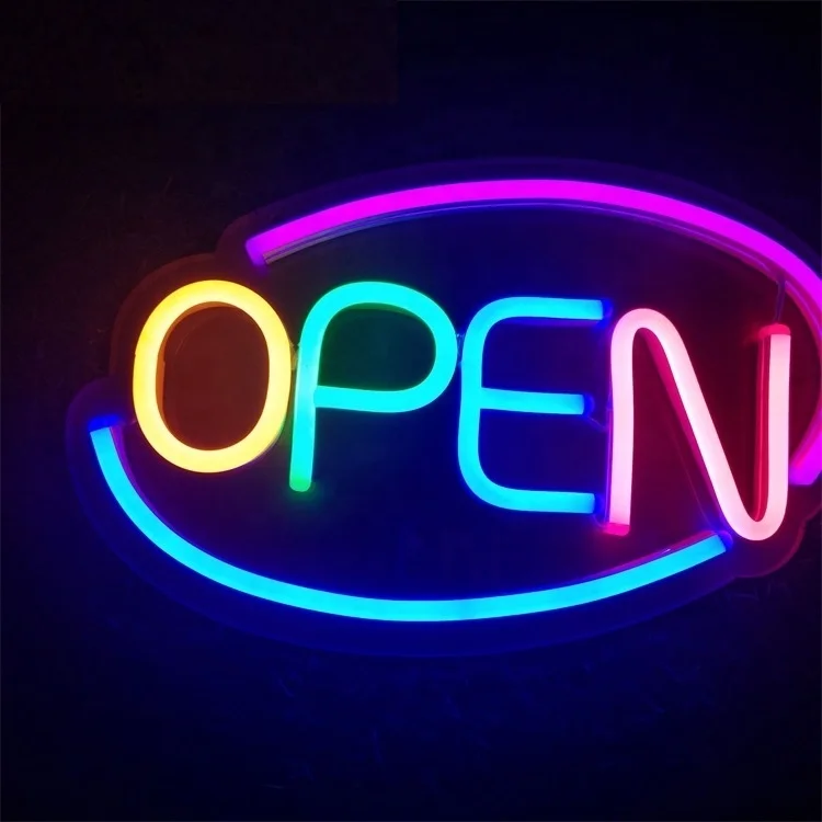 Manufacturers Wholesale Wall-mounted 12V Customized Shape Beautiful Business Open Letters Neon Sign