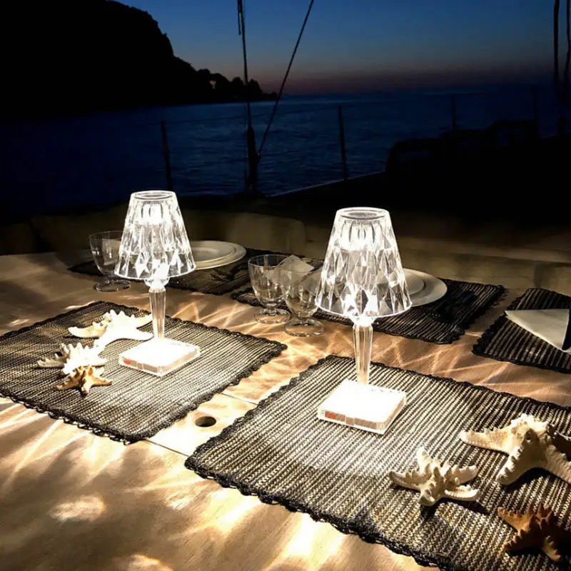 Rechargeable crystal lamp USB led dimmable table lamp wireless atmosphere night light