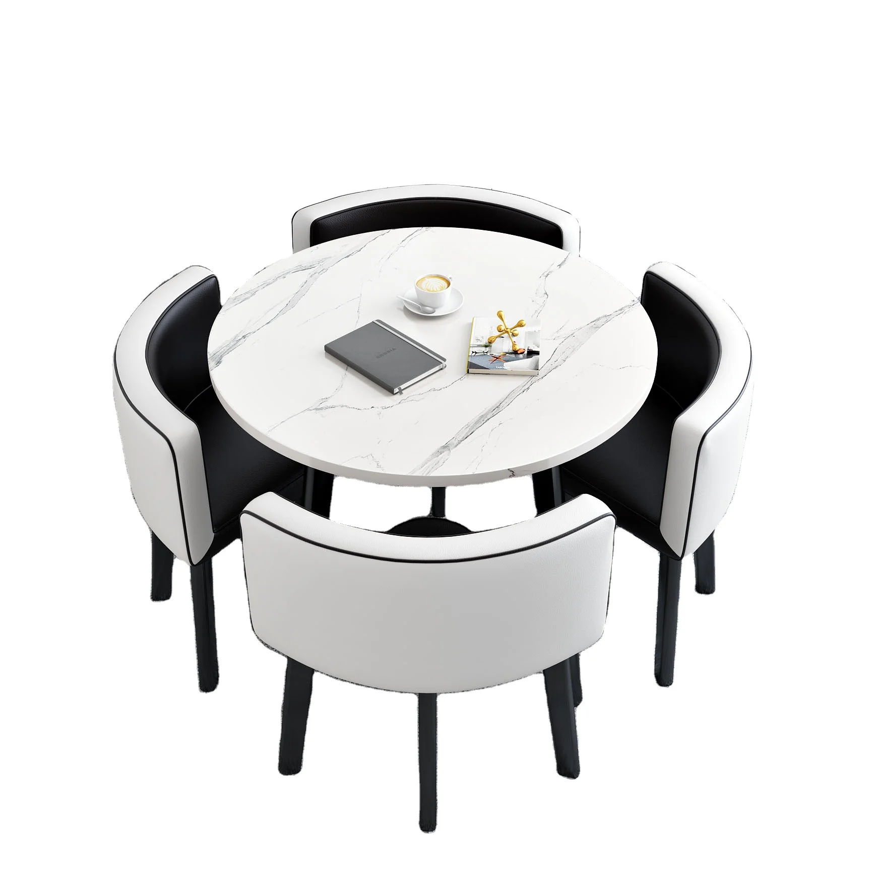 Chinese Factory Luxury 90cm Diameter Square Table Marble Pu Leather Round Dining Table Set Round Dining Table For Kitchen